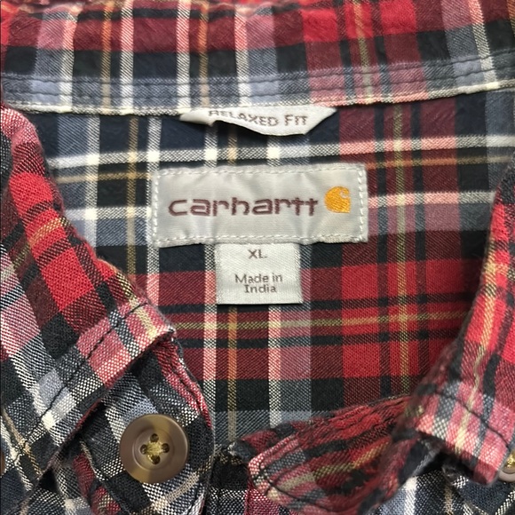 Carhartt Red Plaid Button-Up Shirt - Picture 2 of 2